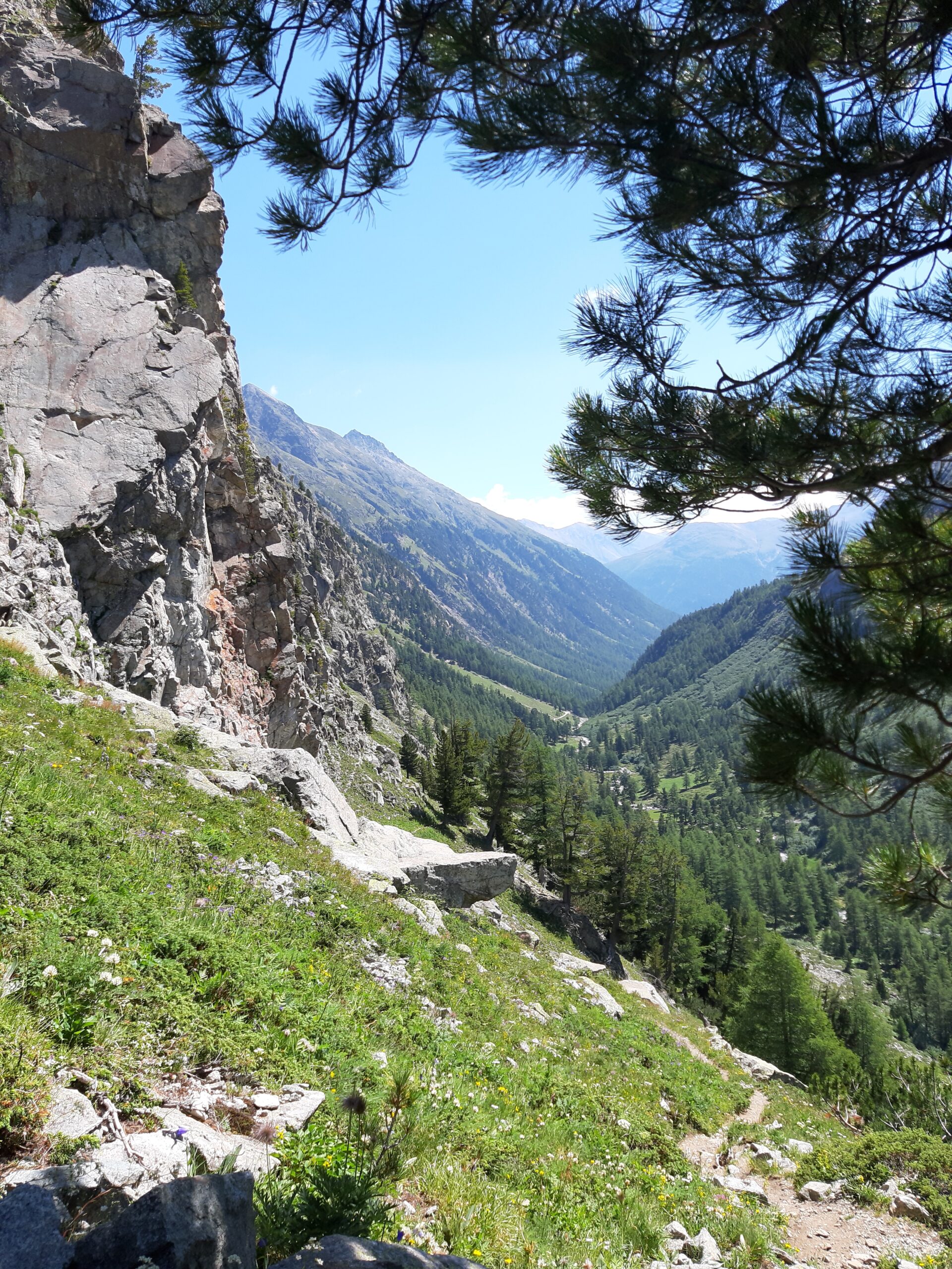 Bever Tal Blick zurück Richtung Spinas